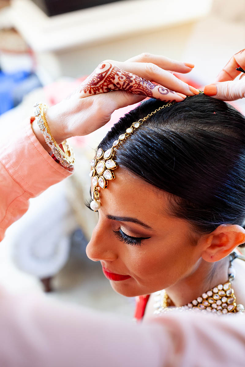 Placing the Bride's Maang Tikka (Forehead Jewelry)